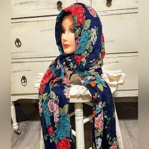 Floral Scarf with Multicolor Design